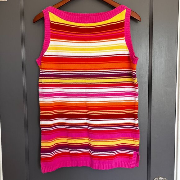 NWT Vtg. White Stag Boat Neck Sweater Tank Top Striped 100% Cotton Size Large L - Picture 3 of 10